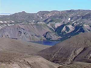 Caldera of Ksudach volcano. 