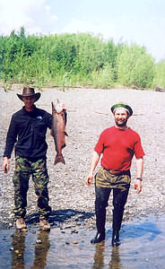 Gary and Nikolay with a Sockeye Salmon.