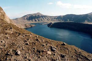 Ksudach Volcano crater lake.