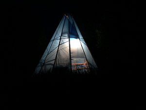 Yurta at night.